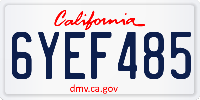 CA license plate 6YEF485