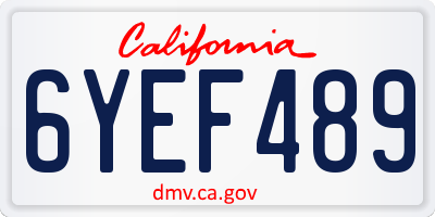 CA license plate 6YEF489