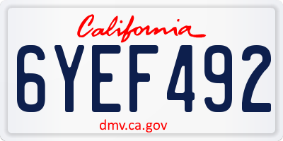 CA license plate 6YEF492