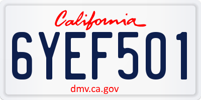 CA license plate 6YEF501