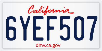 CA license plate 6YEF507