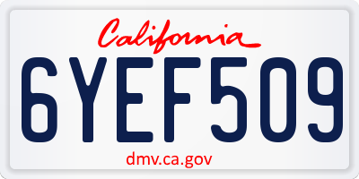 CA license plate 6YEF509