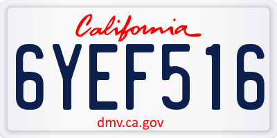 CA license plate 6YEF516