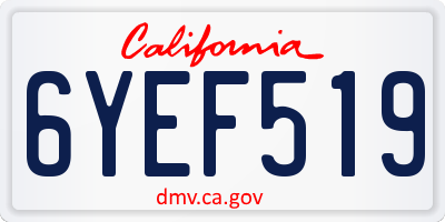 CA license plate 6YEF519