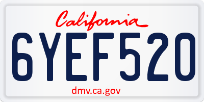 CA license plate 6YEF520
