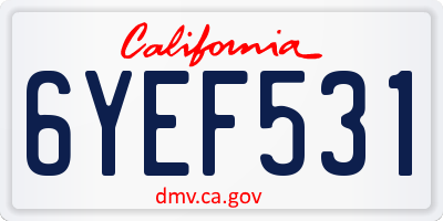CA license plate 6YEF531