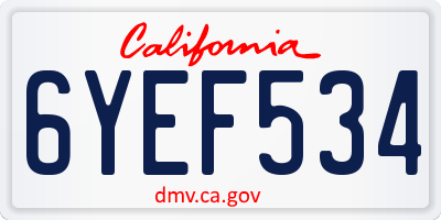 CA license plate 6YEF534
