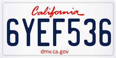 CA license plate 6YEF536