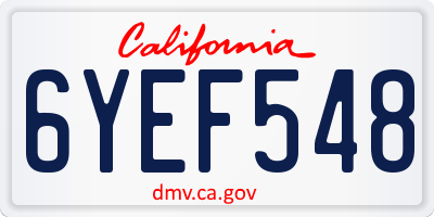 CA license plate 6YEF548