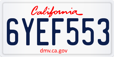 CA license plate 6YEF553