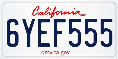 CA license plate 6YEF555