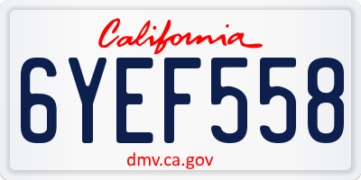 CA license plate 6YEF558