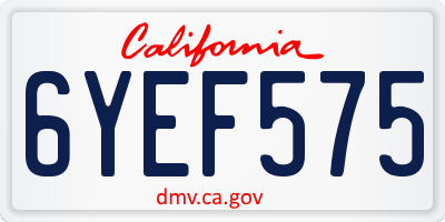 CA license plate 6YEF575