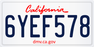 CA license plate 6YEF578