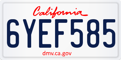CA license plate 6YEF585