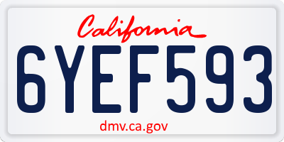 CA license plate 6YEF593