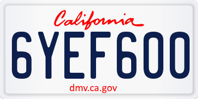 CA license plate 6YEF600