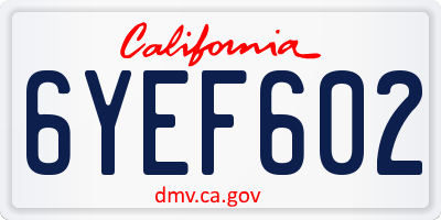 CA license plate 6YEF602