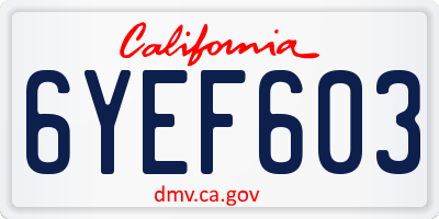 CA license plate 6YEF603