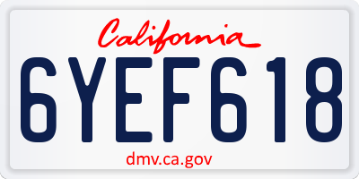 CA license plate 6YEF618