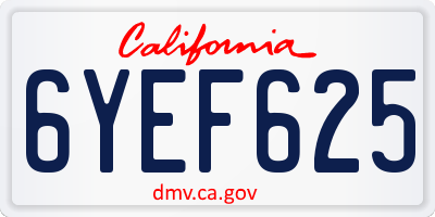 CA license plate 6YEF625