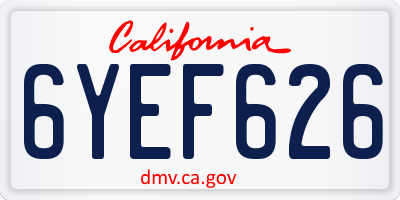 CA license plate 6YEF626