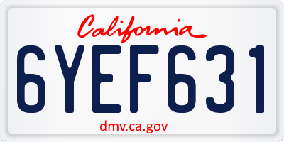CA license plate 6YEF631
