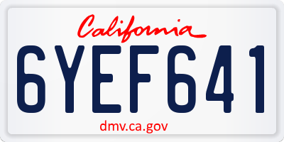 CA license plate 6YEF641