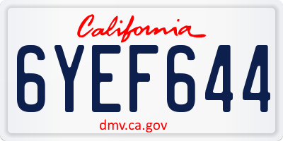 CA license plate 6YEF644