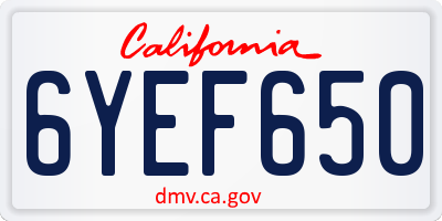 CA license plate 6YEF650