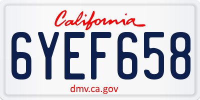 CA license plate 6YEF658