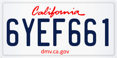 CA license plate 6YEF661