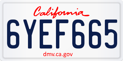 CA license plate 6YEF665
