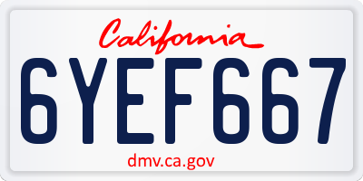 CA license plate 6YEF667