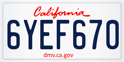CA license plate 6YEF670