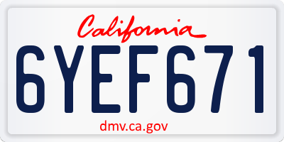 CA license plate 6YEF671