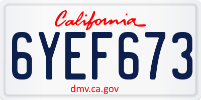CA license plate 6YEF673