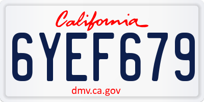 CA license plate 6YEF679