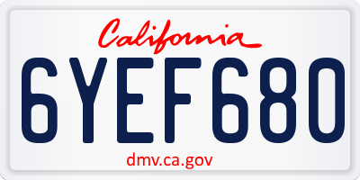CA license plate 6YEF680