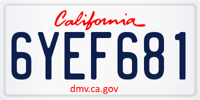 CA license plate 6YEF681