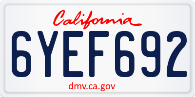 CA license plate 6YEF692