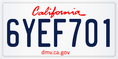 CA license plate 6YEF701