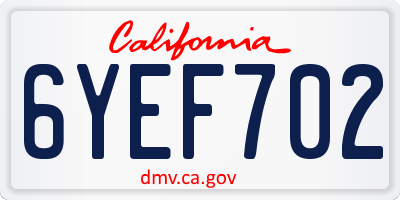 CA license plate 6YEF702