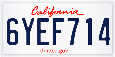 CA license plate 6YEF714