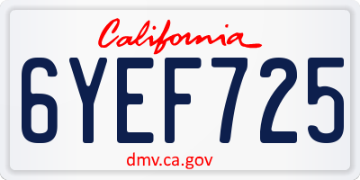 CA license plate 6YEF725