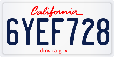 CA license plate 6YEF728