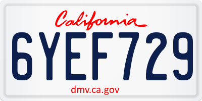 CA license plate 6YEF729