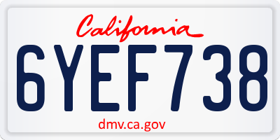 CA license plate 6YEF738