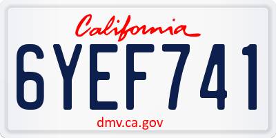 CA license plate 6YEF741