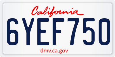 CA license plate 6YEF750